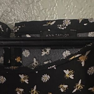 Ann Taylor Black Top with Bee and Floral Print